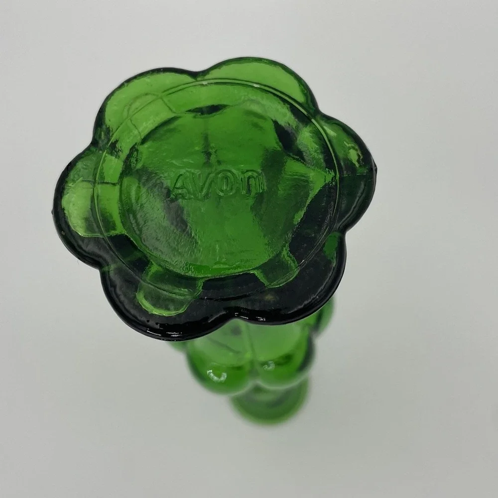 Avon Vintage Emerald Green Glass Bud Vase Cologne Bottle Empty 8